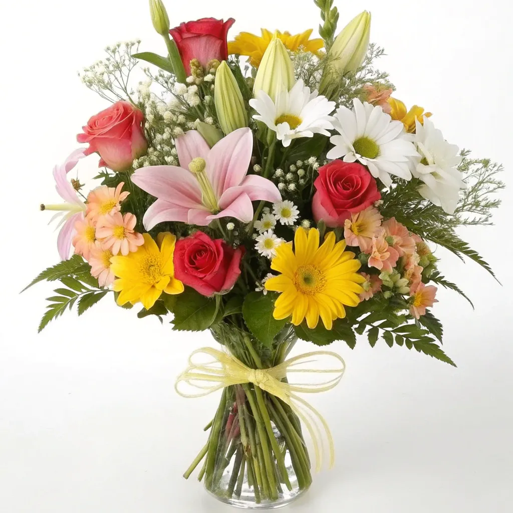 A beautifully arranged bouquet of assorted flowers